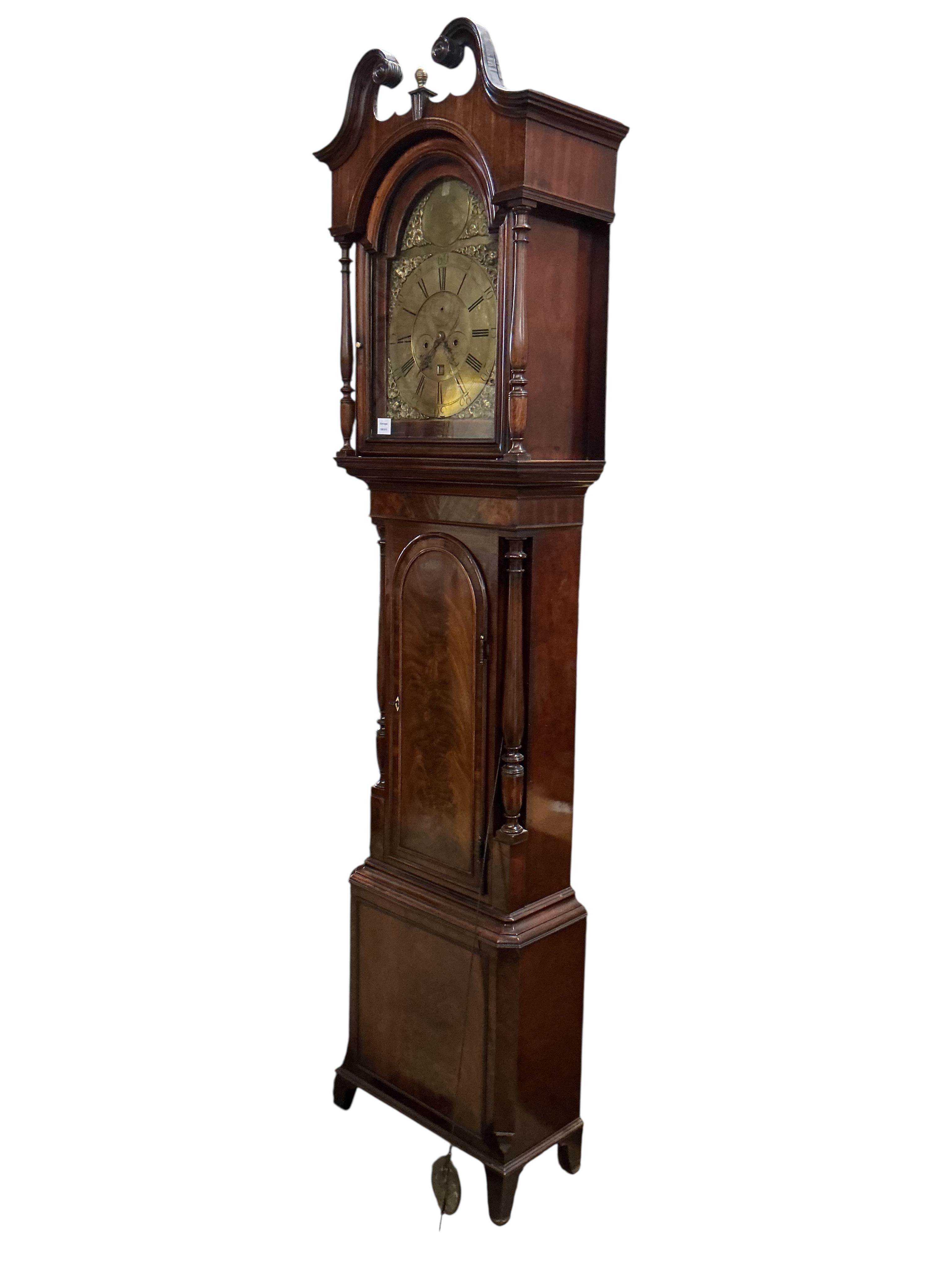 An early 19th century mahogany longcase clock by William Greaves, Newcastle upon Tyne, height 226cm